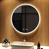 Meykoers Badspiegel mit Beleuchtung Rund 70 cm, Runder Spiegel mit Beleuchtung Wandspiegel Groß Badspiegel…