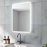 AQUABATOS BORAS-Serie Badspiegel mit indirekte LED Beleuchtung 50x70 cm Badezimmerspiegel für Gäste…