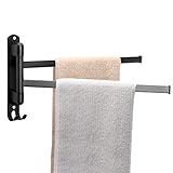 Idocolors Handtuchhalter Drehbarer Wand Badetuchhalter 2 Stangen, Handtuchregal für Badzimmer, Schwarz…