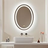 LUVODI Oval Badspiegel mit Beleuchtung: 50x70 cm LED Badezimmerspiegel Hintergrundbeleuchtung und Frontbeleuchtung…
