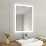 EMKE 600 x 800 mm LED Badezimmerspiegel mit Sicherung, Wandmontage Smart Badezimmer Kosmetikspiegel…