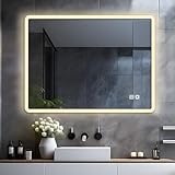LISA LED Badspiegel mit Beleuchtung 60x50 cm, Bad Spiegel Groß badezimmerspiegel mit Touch Dimmbar Warmweiß/Kaltweiß…