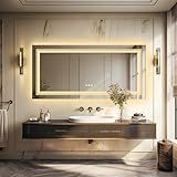 LUVODI Badspiegel mit Beleuchtung 120x60 cm: Badezimmerspiegel doppel LED Streifen Spiegel mit Touch…