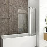 Heilmetz Duschabtrennung Badewanne Duschwand für Badewanne mit Seitenwand 100x140 cm Badewannenaufsatz…