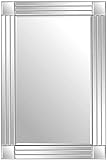 MirrorOutlet Venezianischer Badezimmerspiegel, dreifach abgeschrägt, 91 x 61 cm, silberfarben