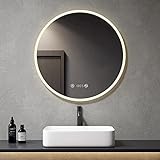 Meykoers Badezimmerspiegel mit Beleuchtung Rund 80cm Acryl badspiegel Wandspiegel mit Touchschalter…