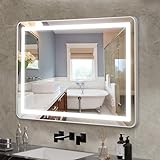 Meidom Badspiegel mit Beleuchtung 80x60cm Anti-Beschlag 3 Farbtemperatur Licht Badezimmerspiegel mit…