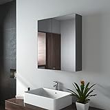 EMKE Spiegelschränke 60x65cm Spiegelschrank Badschrank mit Doppelseitiger Spiegel (Grau)