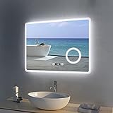 Meykoers LED badspiegel mit Beleuchtung 80x60cm dimmbar Badezimmerspiegel Wandspiegel mit Touchschalter…
