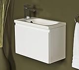 Quentis Waschplatzset Faros, Breite 50 cm, Waschbecken und Unterschrank, weiß glänzend, Waschbeckenunterschrank montiert