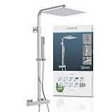 SCHÜTTE 60049 SUMBA Duschsystem Regendusche mit Thermostat und Wandhalterung, 30x30cm Edelstahl Duschkopf,…