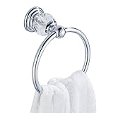 BATHSIR Kristall-Handtuchring, Badezimmer-Handtuchhalter Chrom Handtuchhalter Zubehör Wandmontage, poliert