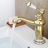 Retro Bad Wasserhahn Messing Waschbecken Wasserhahn für Badezimmer, Küche, Vintage Waschtischarmatur…