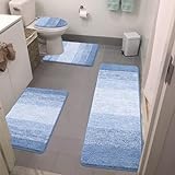Bsmathom Badezimmerteppich-Sets 4-teilig mit Toilettenbezug, weich, saugfähig, Badematten, rutschfeste…