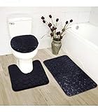 Luxury Home Collection 3-teiliges Badezimmerteppich-Set, mit geprägtem Memory-Schaum, weich, rutschfest,…