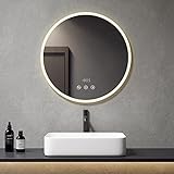 Meykoers Badezimmerspiegel mit Beleuchtung Rund 70cm Acryl badspiegel Wandspiegel mit Touchschalter…