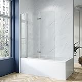 Badewannenaufsatz 3 Teilig faltbar 150 x 120 cm Faltwand Glas für Badewanne Duschtrennwand klappbar…