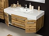 Quentis Badmöbel Zeno, Breite 120 cm, Waschbecken mit Unterschrank, Holzdekor Eiche Natur, Waschbeckenunterschrank montiert