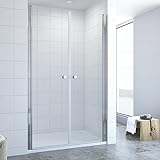 Duschtür Glas 110 cm Pendeltür Dusche für Nische Rahmenlos Nischentür Doppel Tür Duschabtrennung 6mm…