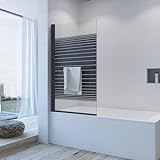 AQUABATOS Duschwand Badewanne schwarz ohne bohren 80 x 140 cm Badewannenaufsatz 1 Teilig mit Handtuchhalter…