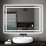 Dripex Badezimmerspiegel Wandspiegel LED Badspiegel mit Beleuchtung mit Touch-Schalter Beschlagfrei…