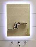 Dr. Fleischmann Badspiegel LED Spiegel GS084N mit Beleuchtung durch satinierte Lichtflächen Badezimmerspiegel 50 x 70 cm mit Touch-Schalter