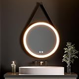 Heilmetz® Badspiegel mit Beleuchtung Rund 70cm LED Wandspiegel Rund 3000K/4000K/6500K Touch+Dimmbar…