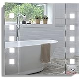 Mood LED beleuchteter Badezimmer Spiegelschrank mit Antibeschlag-Pad, Steckdose, Sensor-Schalter und…