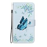 Tivenfezk Nadoli Handyhülle PU Leder für Xiaomi Redmi Note 13 Pro 5G,Bunt Bemalt Blau Schmetterling…