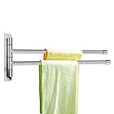 Sumnacon Handtuchhalter zur Wandmontage, silberfarben, Edelstahl, für Bad/Küche, drehbar, 2 Stangen