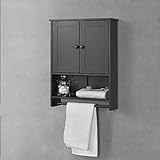 [en.casa] Badezimmerschrank 65 x 49 x 15 cm mit Handtuchhalter und untere Ablage Badschrank Wandschrank…