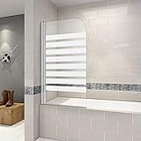 Aica Sanitär Badewannenaufsatz Duschabtrennung 80cm Duschwand 6mm Nano Querstreifen Dusche für Badewanne…