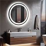 LUVODI LED Badspiegel Rund 90cm: Badezimmerspiegel mit Hintergrundbeleuchtung und Frontbeleuchtung -…