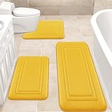 Badezimmerteppich-Set, Memory-Schaum, Samt, 3-teilig, ultraweich, rutschfest und saugfähig, WC-Vorleger,…