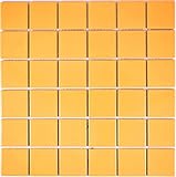Mosaik Fliese Keramik gelb glänzend für WAND BAD WC DUSCHE KÜCHE FLIESENSPIEGEL THEKENVERKLEIDUNG BADEWANNENVERKLEIDUNG Mosaikmatte Mosaikplatte 1 Matte