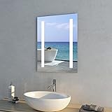 Meykoers LED Badezimmerspiegel 45x60cm Badspiegel mit Kaltes weißes Licht Wandspiegel mit Touch-Schalter und Entnebelung.