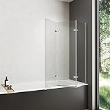 Meykoers Duschabtrennung 130x140 cm Duschwand für Badewanne, 3-teilig faltbar Badewannenaufsatz mit…
