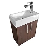 Waschplatz Waschbecken mit Unterschrank Badmöbel Set Waschtisch 40x22 Links/Rechts (Eiche Dunkel) Waschtischunterschrank…