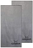 Sansibar Duschtuch 2er Set 70x140 cm 100% Baumwolle Handtuch Doubleface Frottiertuch Zweifarbig Silber/Anthrazit