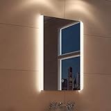 Duschdeluxe Badspiegel mit Beleuchtung 50 x 70 cm LED Spiegel Badezimmerspiegel Lichtspiegel Nergieeffizienzklasse A ++,Touchschalter + Anti Beschlag, Kaltweiß