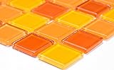 Mosaik Quadrat Crystal mix gelb/orange/rot Glasmosaik Transluzent Transparent 3D Fliesenspiegel, Mosaikstein…