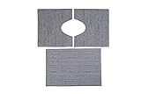 HomeLife | Anti-Rutsch-Badteppich-Set, 3-teilig, einfarbig, grau, Moderne Badezimmer-Teppich aus PVC-Baumwolle:…