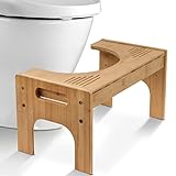 Todeco Toilettenhocker Bambus, Höhenverstellbarer Tritthocker 17-24cm, Rutschfester WC Hocker für Erwachsene…