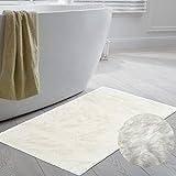 CARPETIA Teppich für Badezimmer edel & weich | rutschfest | in beige, 50 x 100 cm
