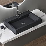 doporro Design Aufsatzwaschbecken Hängewaschbecken Waschbecken Matt Anthrazit BTH 60x42x10 cm Colossum06…