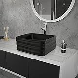 ML-Design Waschbecken aus Keramik in Schwarz matt 39x39x15 cm Quadratisch, Moderne Aufsatzwaschbecken,…