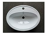 Keramik - Waschbecken/Einbauwaschtisch 53,5 x 41 cm oval, weiß mit 1 Hahnloch