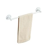Kelelife Selbstklebender Handtuchstange 40cm Bad Handtuchhalter Wandmontage Ohne Bohren,Aluminium+Weiße Malerei