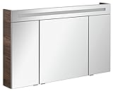 FACKELMANN Spiegelschrank B.CLEVER/dreitürig/Spiegelschrank mit gedämpften Scharnieren/Maße (B x H x T): ca. 120 x 71 x 16 cm/hochwertiger Spiegelschrank/Möbel fürs Bad/Korpus: Braun dunkel