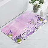 SXCHEN Badezimmerteppich, violetter Lavendel, 40,6 x 61 cm, saugfähig, rutschfest, Innenteppich, für…